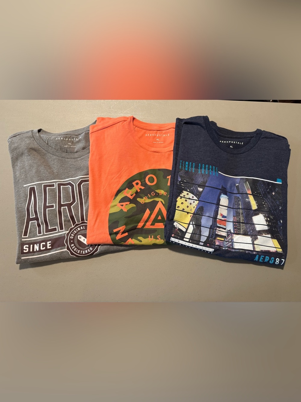 Aeropostale Gray Orange Blue Shirts XL